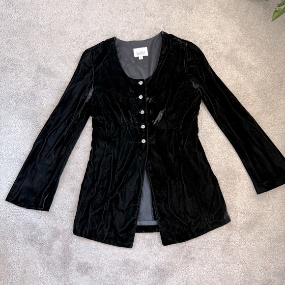 American Vintage Jackets & Blazers - VINTAGE 90S Y2K WIDE SLEEVE VELVET HALF BUTTON DOWN JACKET